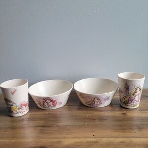 Zak Disney Princess Ariel Rapunzel Melamine Bamboo Bowls & Cups Set Kids